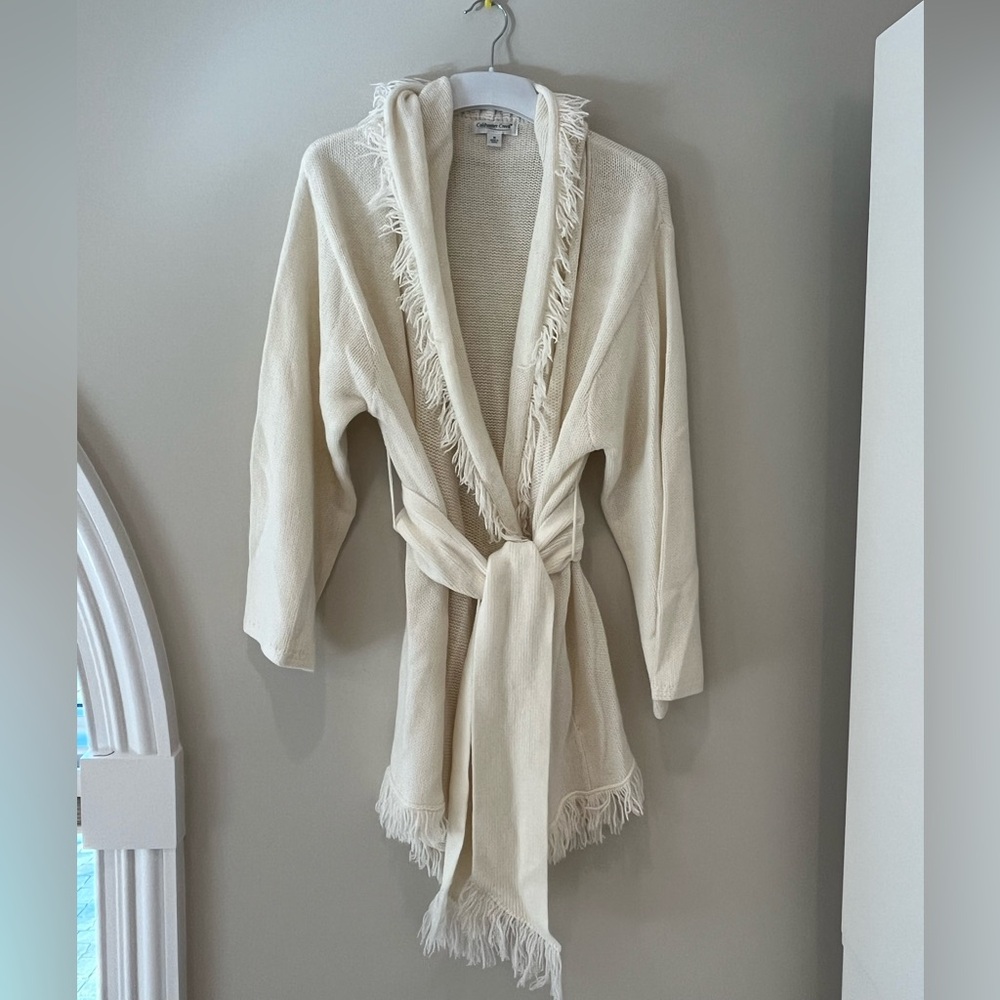 Coldwater Creek Cream Fringe Cardigan